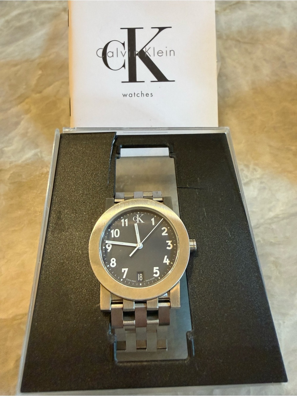 Calvin Klein Men's Matte Silver Watch with Black Dial